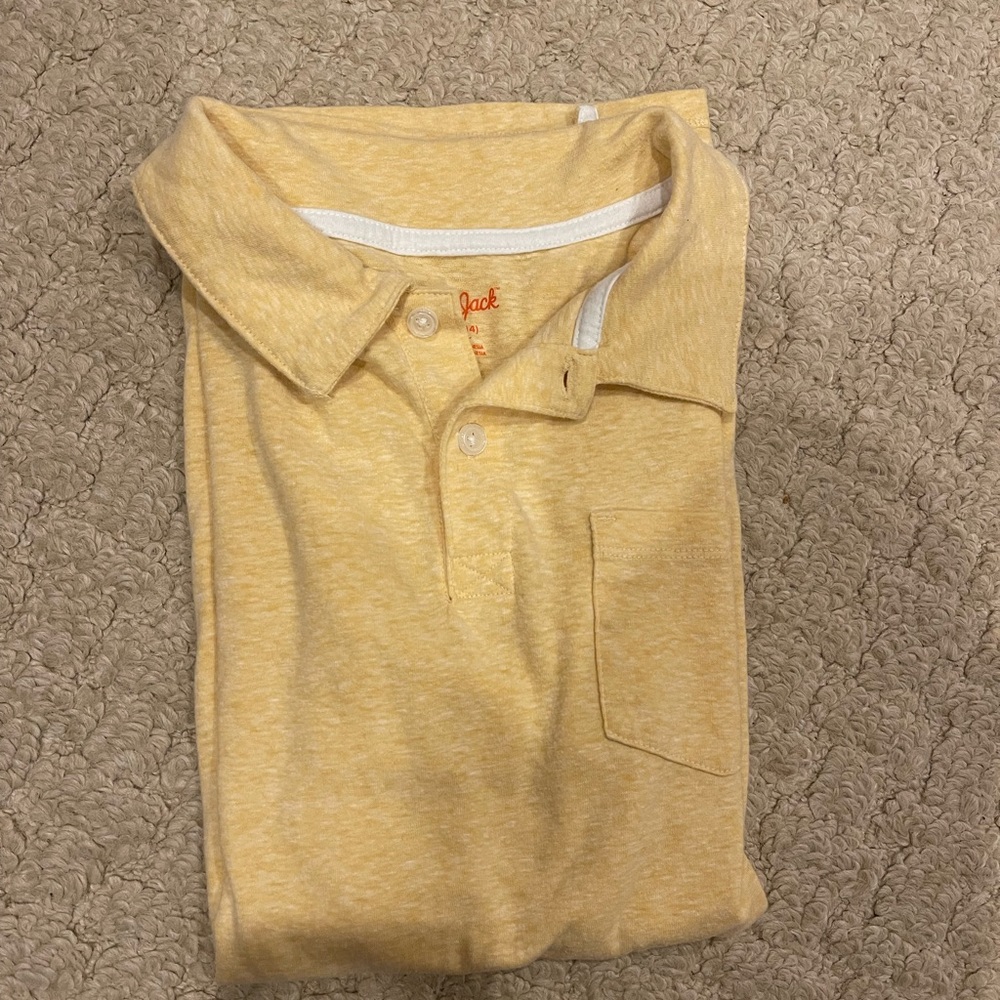 Cat & Jack Boy Light Yellow Short Sleeved Collared Polo Shirt Large